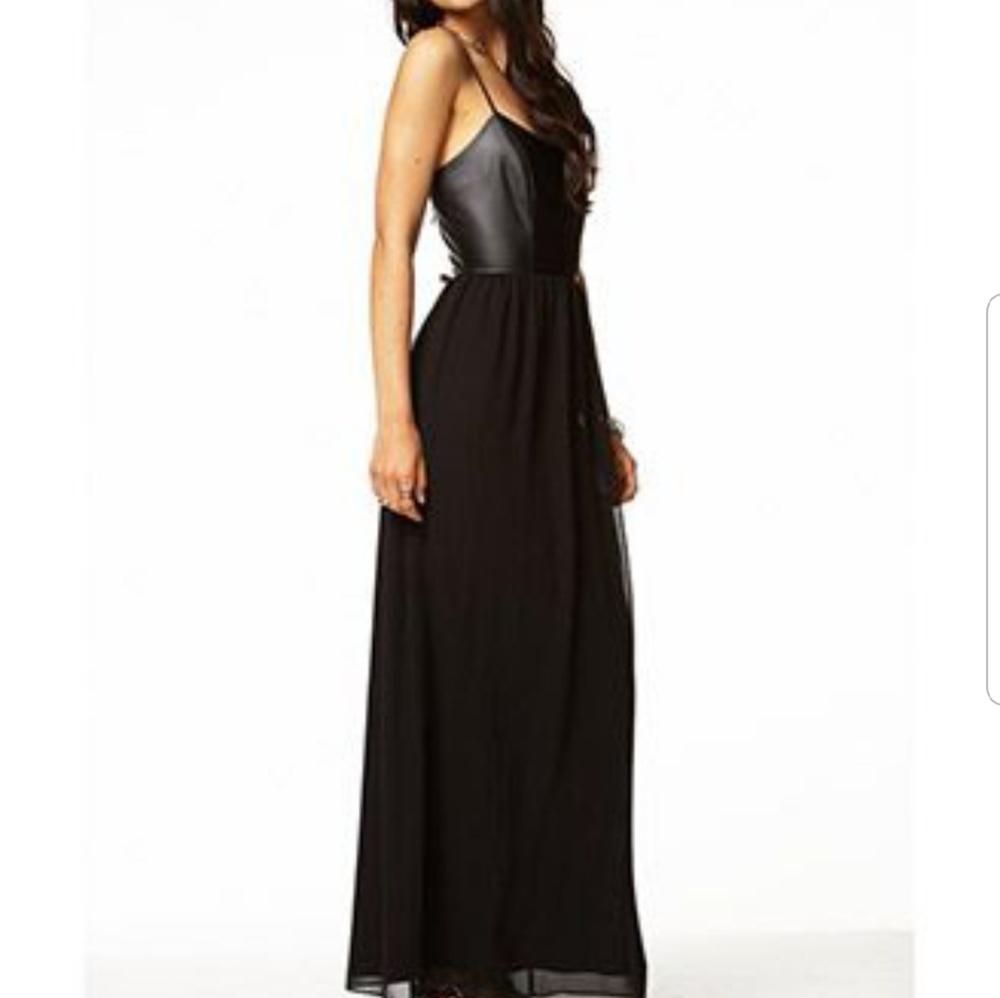 FOREVER 21 Black Sexy Maxi Dress faux leather gown